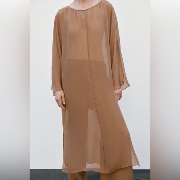 Silk sheer tunic dress - Picture 5 of 15